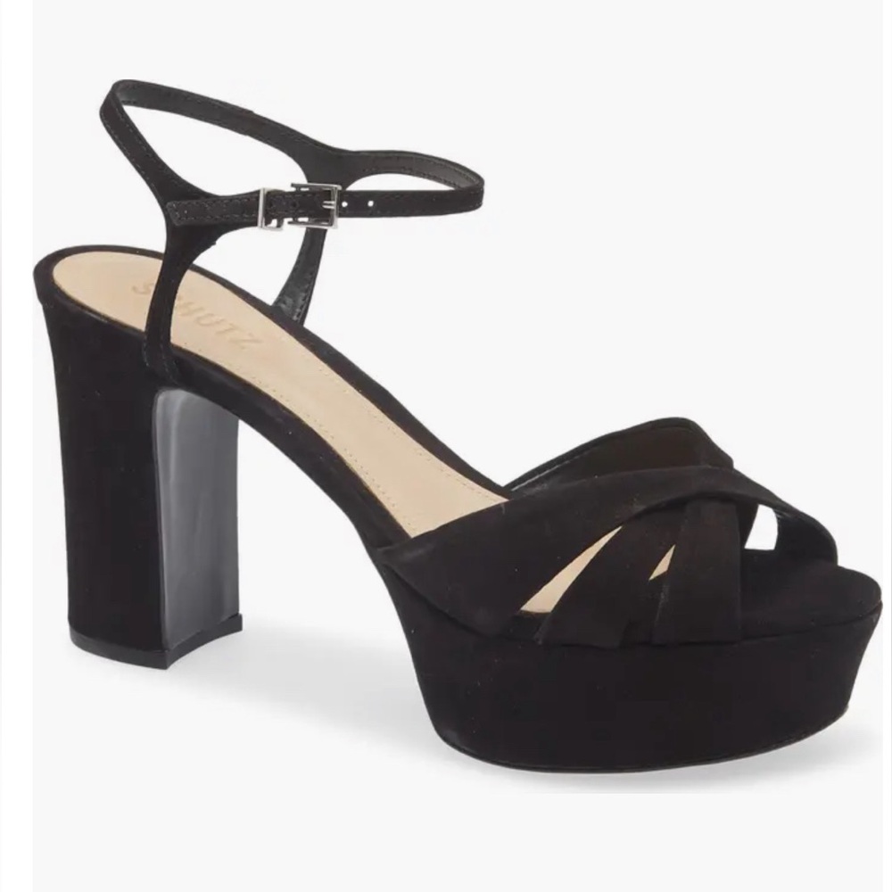 NWT Schutz Women's Keefa High Platform Sandals Elegant Black with Dustbag